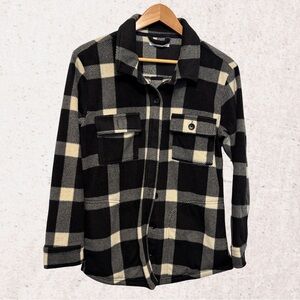O'Neill Black and Cream Utility Jacket with Plaid Design
